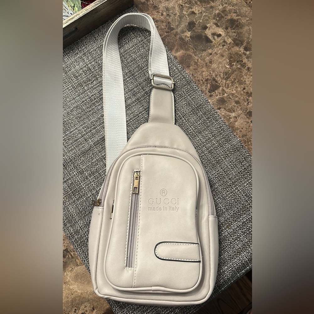 Tan / cream sling bag for men or women